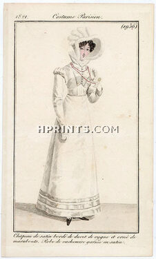 Le Journal des Dames et des Modes 1821 Costume Parisien N°1956