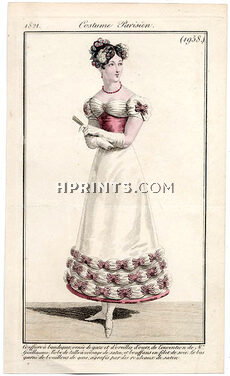 Le Journal des Dames et des Modes 1821 Costume Parisien N°1958