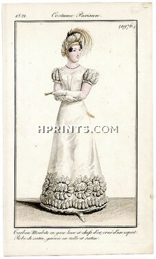 Le Journal des Dames et des Modes 1821 Costume Parisien N°1976