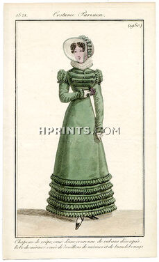 Le Journal des Dames et des Modes 1821 Costume Parisien N°1980
