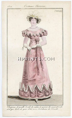 Le Journal des Dames et des Modes 1821 Costume Parisien N°2014