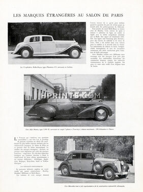 Les marques étrangères au Salon de Paris, 1938 - Foreign Cars, Rolls-Royce, Alfa-Romeo, Mercedes-Benz