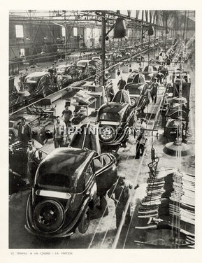 Le travail à la chaine - La Finition 1938 Automobile factory photography