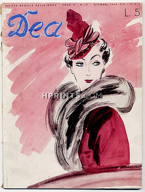 Dea 1936 October, Rivista Italiana di Moda, Italian Fashion magazine, Brunetta, 64 pages