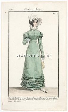 Le Journal des Dames et des Modes 1820 Costume Parisien N°1883