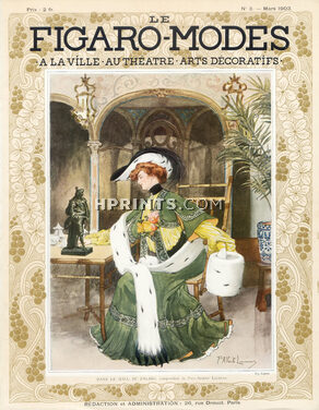 Albert Paul Laurens 1903 Elegant Parisienne "Dans le Hall du Figaro"