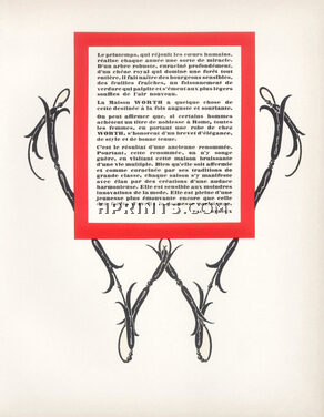 Worth 1928 Paul Reboux, Original lithograph from PAN Paul Poiret, Text Paul Reboux
