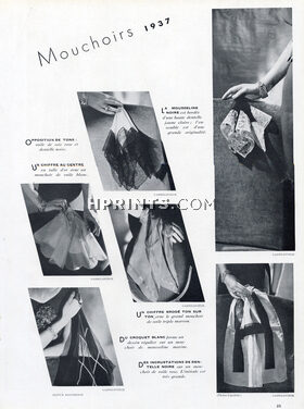 Mouchoirs (handkerchiefs) 1937 Gabrilovitch & Annek, Photos Lipnitzki, 3 pages