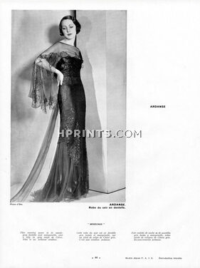 Ardanse (Couture) 1934 Evening Gown, Embroidery