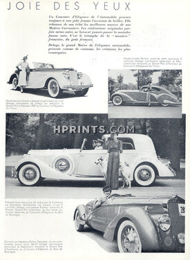 "Concours d'élégance de l'Automobile" 1937 Delage, Mrs Louis Arpels, Mlle Bertani, Comtesse de Gozdawa Goldlewska, Mrs Richer Delaveau