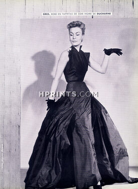 Grès 1952 Robe en taffetas de soie, Evening Gown, Ducharne, Photo Jacques Decaux