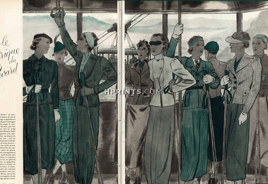 Dans le Téléphérique du Mont-Revard, 1935 - Véra Boréa, Hermès, Schiaparelli, Madeleine de Rauch Pierre Mourgue