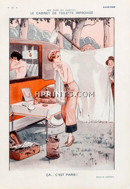 René Giffey 1931 "Les joies du Camping" Toilet,Topless