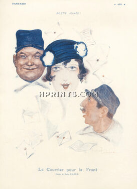 Sacha Zaliouk 1916 "Le Courrier pour le Front" Happy New Year, Postman