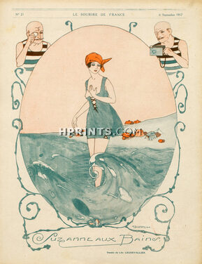 Léo Lechevalier 1917 "Suzanne aux Bains" Bathing Beauty