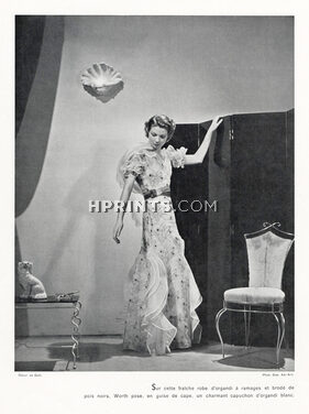 Worth 1936 ''Décor de Dolt'' Evening Gown, Fashion Photography