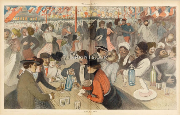 Steinlen 1902 "La fête du 14 Juillet", réjouissances populaires, danseurs