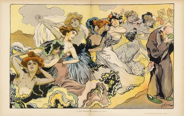 Ferdinand Bac 1902 La Vertu dédaignant les présents de l'Amour (Projet de fresque pour le Sénat)