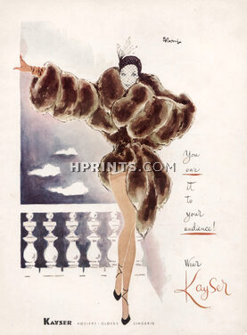 Kayser (Hosiery, Stockings) 1951 Saul Bolasni, Fur Coat