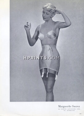 Marguerite Sacrez 1950 Corset Belt Girdle, Brassiere, Stockings