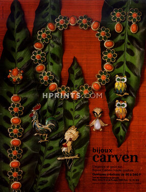 Carven (Jewels) 1973 Necklace, Bracelet, clips