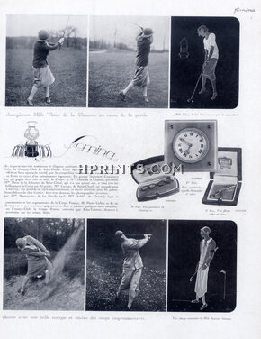 Cartier 1920s Coupe Fémina Golf, Melle Thion de la Chaume, Pendulette, boutons, flèche rubis