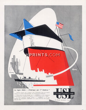 United States Lines (Ship Company) 1951 "L'America" Boat, Korn