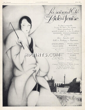 Hôtel Lido (Venise) 1926 Lorenzi Elegant Parisienne Umbrella (L)