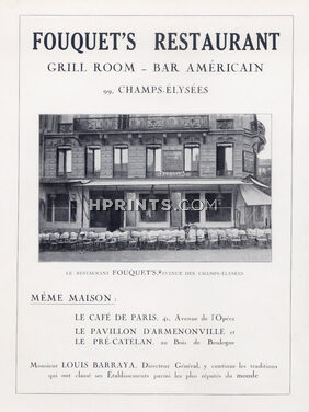Fouquet's (Restaurant) 1924 Louis Barraya Directeur