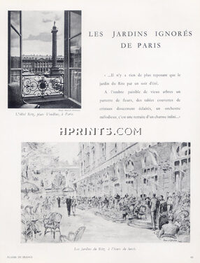Hotel Ritz Paris 1951 Les Jardins, Place Vendôme, Photo Marcel Arthaud
