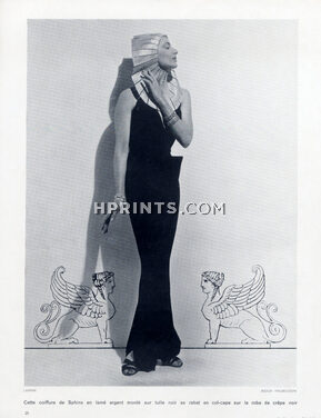 Jeanne Lanvin 1936 Coiffure de Sphinx, Col-Cape, Evening Gown
