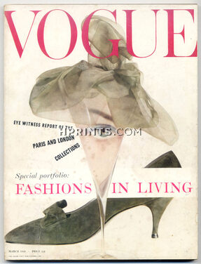Vogue UK 1958 March, Paris and London Collections, Fashions in Living, 242 pages