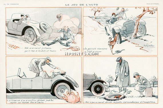 René Préjelan 1921 Le Jeu de l'Auto, Automobile, Comic Strip