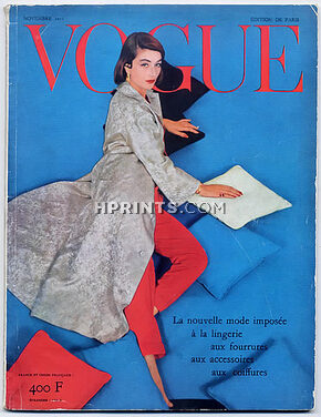 Vogue Paris 1955 November, Photo Henry Clarke, Jacques Griffe, Lingerie, Fourrures, Coiffures, 108 pages