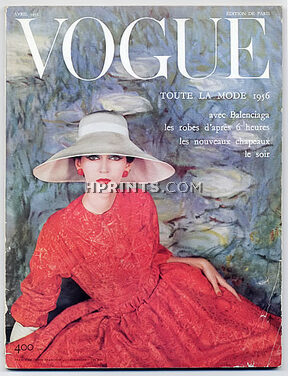 Vogue Paris 1956 April, Balenciaga, Hubert de Givenchy, Photos Henry Clarke, Guy Bourdin, 152 pages