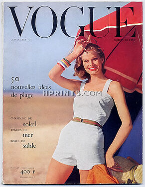 Vogue Paris 1956, Juin, Beachwear, Jean Patou, Photos Henry Clarke, Guy Bourdin, Robert Doisneau, 100 pages