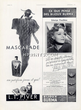 Piver L.T. (Perfumes) 1937 "Mascarade", Edwige Feuillère, Burma