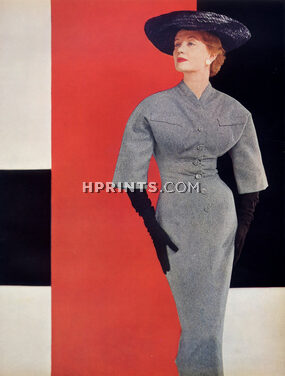 Christian Dior (Couture) 1953 Robe en flanelle, Photo Philippe Pottier