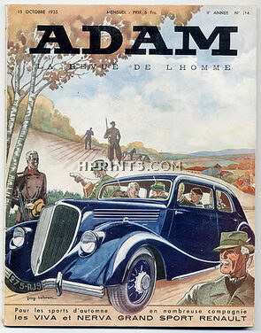Adam 1935 October N°114, Guy Sabran, Bugatti, Auburn, Renault, Jean Choiselat, 72 pages