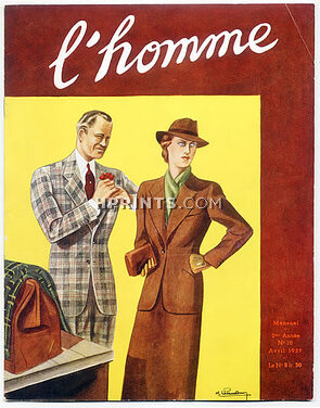 L'Homme 1939 April N°10, Men's Fashion Magazine, 36 pages