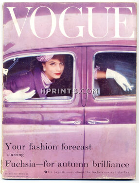 Vogue UK 1957 August, Photo Norman Parkinson, Fuchsia by Alfredo Bouret