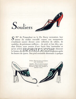 Souliers, 1921 - Perugia Shoes for Paul Poiret, La Gazette du Bon Ton, Text by Jean de Bonnefon, 4 pages