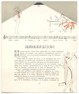 Honolulu, 1920 - Eduardo Benito Jazz-Band, dancer, Hawaïens, La Gazette du Bon Ton, Texte par Jean Bernier, 4 pages