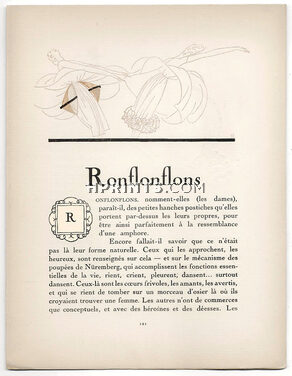 Ronflonflons, 1920 - Eduardo Garcia Benito Coussinets, La Gazette du Bon Ton, Text by Marcel Astruc, 4 pages