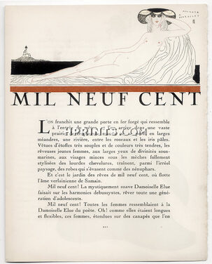 Mil Neuf Cent, 1921 - Benito, Hommage à Beardsley, Modern-style 1900, La Gazette du Bon Ton, Text by Denise Van Moppès, 4 pages