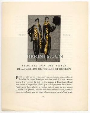 Esquisse sur des Tissus..., 1921 - Pierre Mourgue Bianchini Férier, La Gazette du Bon Ton, Text by de Vaudreuil, 4 pages