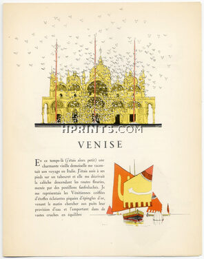 Venise, 1923 - A. E. Marty, Venice, Casanova, Carnival, Saint Marc. La Gazette du Bon Ton, n°5, Text by George Barbier, 4 pages