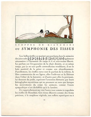 Étoffes de Bianchini ou Symphonie des tissus, 1922 - Edouard Marty George Sand, La Gazette du Bon Ton, Text by Ramon-Fernandez, 4 pages