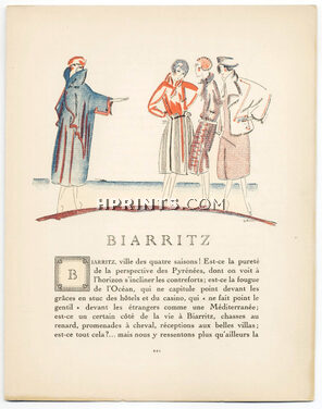 Biarritz, 1920 - Gustave Buchet Fashion illustration, La Gazette du Bon Ton, Text by Kean, 4 pages