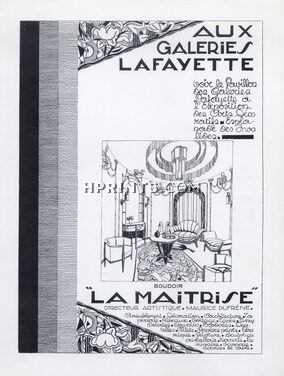 Galeries Lafayette 1925 La Maitrise, Decorative arts, Maurice Dufrène, boudoir